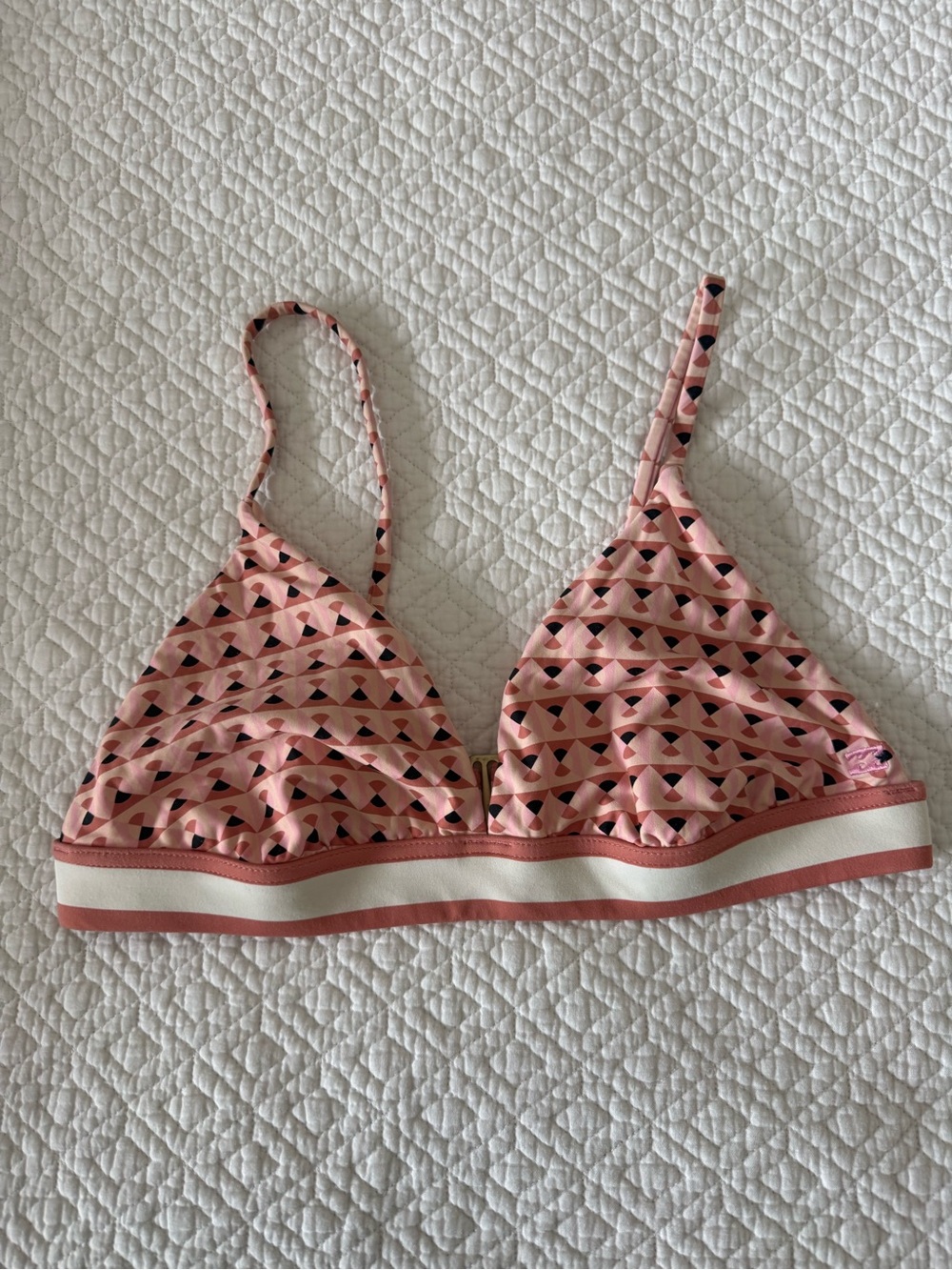 Billabong Pink Geometric Triangle Bralette Swim Top